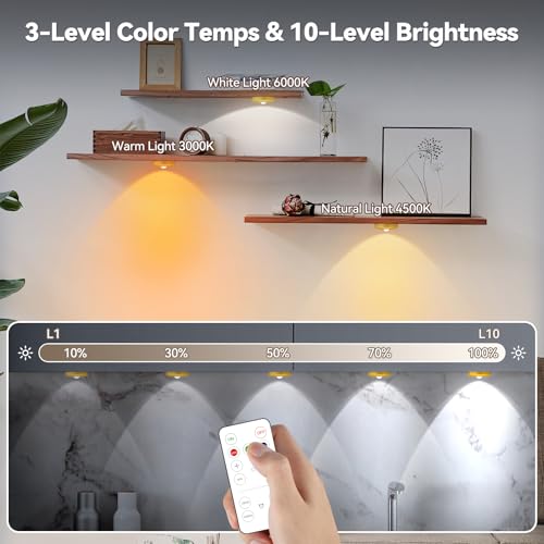Yiliaw Rechargeable Puck Lights with Remote, 3 Pack Magnetic - Image 5