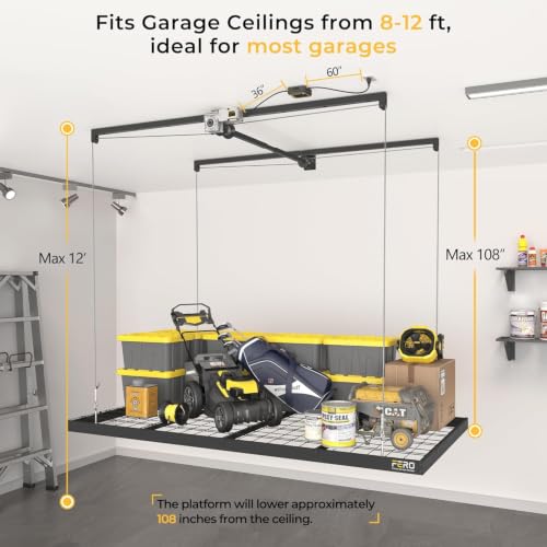 FERO Motorized Overhead Garage Storage Rack with Remote - Image 3