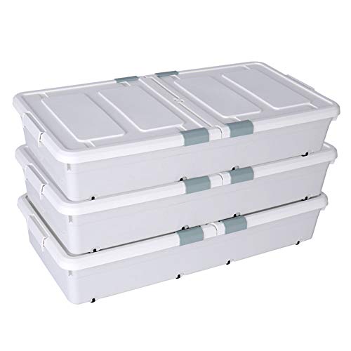 3 Pack Large Rolling Under Bed Storage Bin With Wheels, Sliding - Image 3