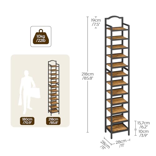 12-Tier Tall Shoe Rack, Vertical Shoe Organizer for Small Spaces - Image 4