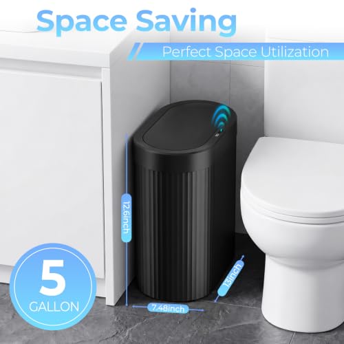 5 Gallon Motion Sensor Trash Can, Black Touchless Slim Garbage - Image 5