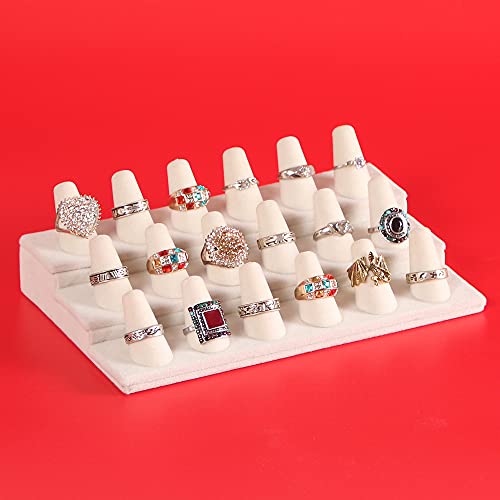 Coward 18 Holders Ring Display Stand, Beige Velvet R | All Products - Image 3