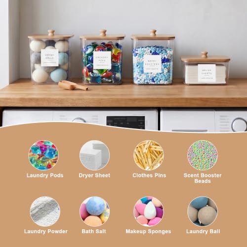 POLRAI 4 Pack Laundry Pod Containers and Dryer Sheet - Image 5