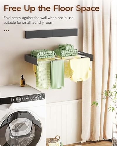Wall Mounted Clothes Drying Rack 40", Foldable Wall Laundry Rack - Image 4