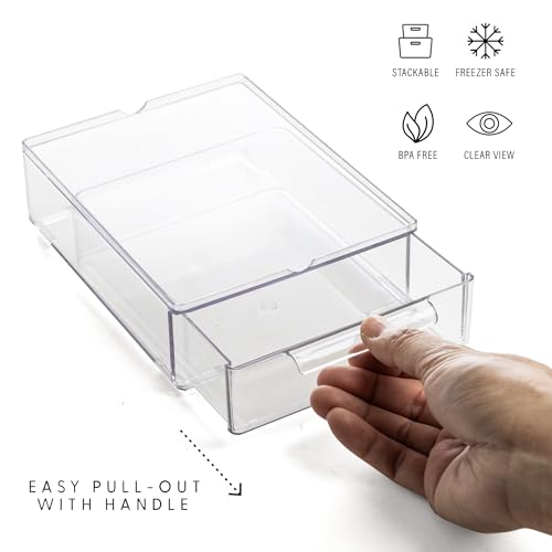 BINO | Clear Stackable Storage Drawers, Small - 3 Pack | Clear - Image 6