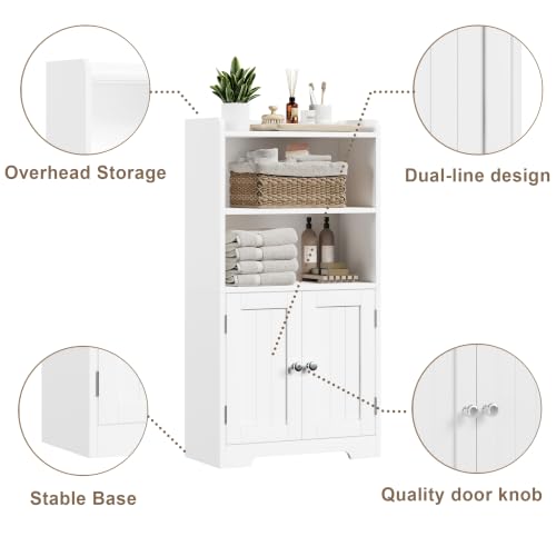 ChooChoo Small Bathroom Storage Cabinet with 2 Door and Shelves - Image 6