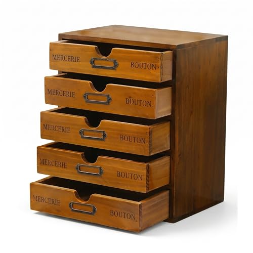 Vintage 5-Drawer Wooden Desk Organizer - Craft Storage - Image 2