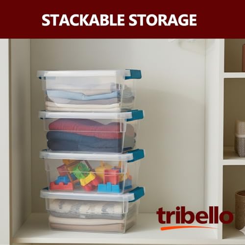 Tribello Clear Plastic Storage Bins with Lids Stackable Storage - Image 5