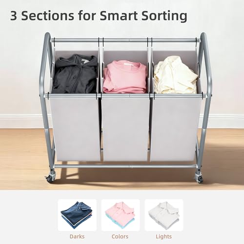 STORAGE MANIAC 3 Section Laundry Sorter, Laundry Hamper - Image 4