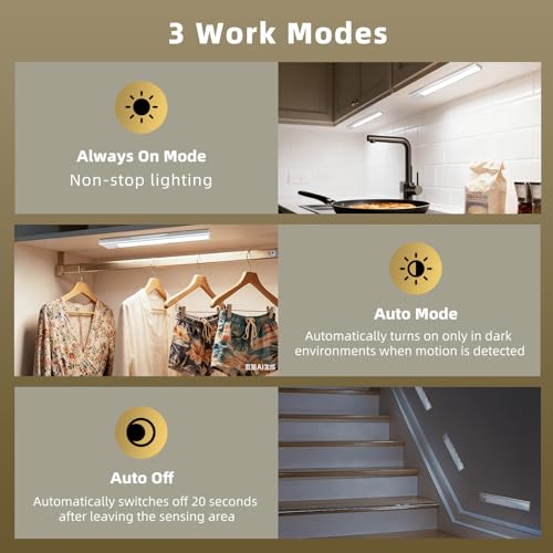 4 Pack Under Cabinet Lighting, Rechargeable Motion Sensor Light - Image 7