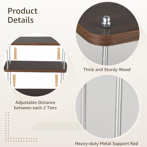3 Tier Bathroom Countertop Organizer Shelf, Wooden Narrow Storage - Image 5