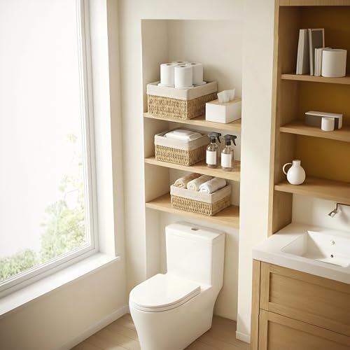 Wicker Storage Baskets Set of 3, Bathroom & Shelf Bins - Image 7