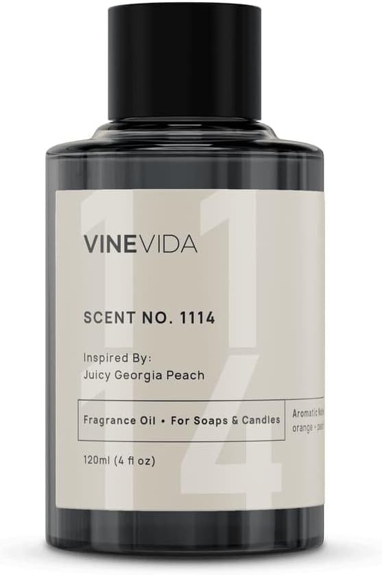 VINEVIDA [4oz] Juicy Georgia Peach Fragrance Oil for Candle Making and Soap Making - Premium Candle Scents for Soy Candles