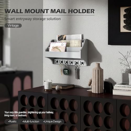 Mail Organizer Wall Mounted with Mail Slot for Home, Gray - Image 4