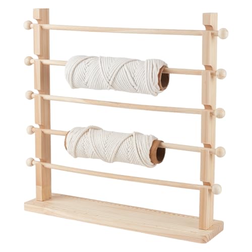 BENECREAT 5 Tier Ribbon Holder Organizer Rack, Wooden - Image 2