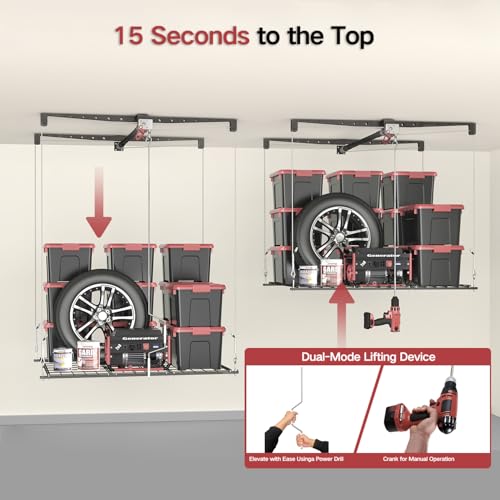 Overhead Garage Storage Rack for 8-10 FT Ceiling, Heavy-duty 4x4 - Image 7