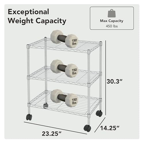 3 Tier Wire Shelving Unit Storage Rack, Metal Heavy Duty Utility - Image 4