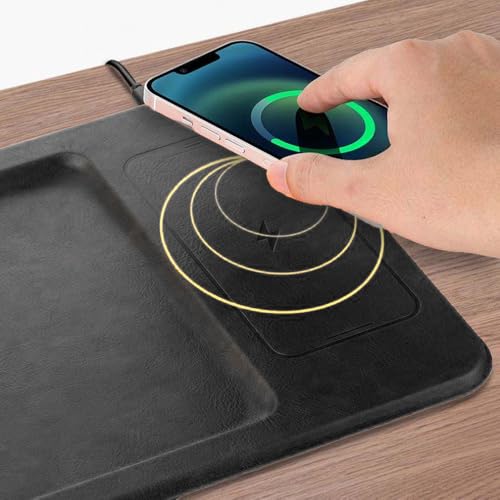 PU Leather Wireless Charging Valet Tray Organizer USB-C, Premium - Image 5
