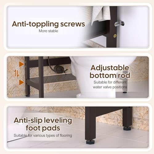 Cozivolife Over The Toilet Bamboo Storage Rack: 4-Tier & 2 - Image 6
