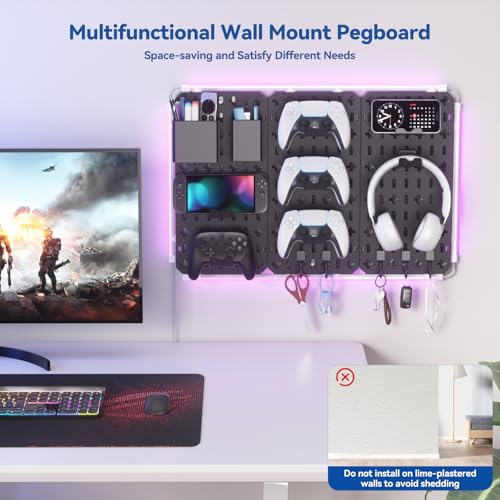 KDD 9 in 1 RGB Gaming Wall Organizer Peg Board - DIY Pegboard - Image 4