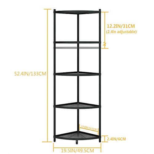 MAGCOLOR 5-Tier Kitchen Corner Shelf Rack, Free Standing Pot Rack - Image 3