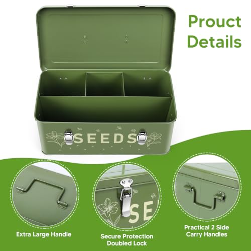 Seed Storage Organizer Box with 4 Compartments, Metal Seed - Image 5