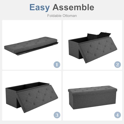 DUMOS 43 Inch Foldable Storage Ottoman Bench | Home Organization - Image 7