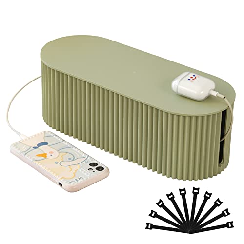 FABROK Cable Management Box, Cord Organizer Box, Small, Green - Image 2
