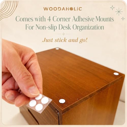 Card Catalog Desk Drawer Organizer - Wooden Storage Box with 16 - Image 4