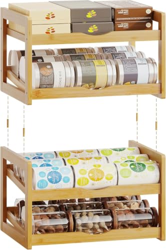 BAMBANG Can Organizer for Pantry, 4 Tier Stackable Bamboo Canned - Image 2
