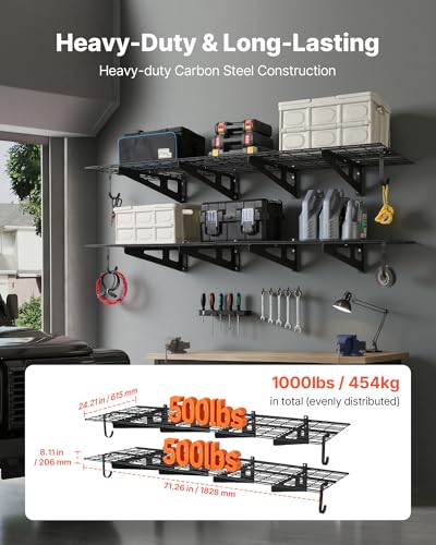 VEVOR 2-Tier Heavy Duty Wall Garage Shelving, 8 Pack 1 x 3 - Image 4