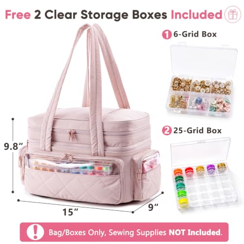 AMOIGEE Puffy Double-Layer Sewing Storage Bag with 2 Clear - Image 7