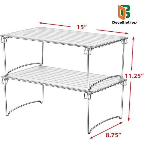 Deco Brothers Stackable Cabinet Shelf Organizer, 2 Pack, Chrome - Image 7