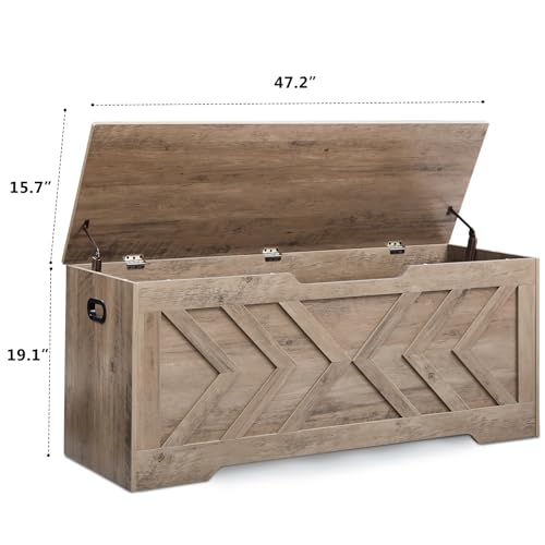 47.2” Storage Bench,Extra Large Wooden Storage Chest - Image 4