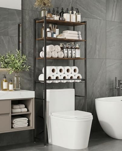 4-Tier Over-the-Toilet Storage Rack with One-Piece Wooden - Image 2