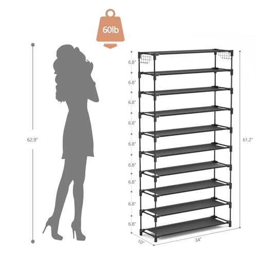 LANTEFUL 10 Tiers Shoe Rack 50 Pairs Large Capacity Tall Shoe - Image 4