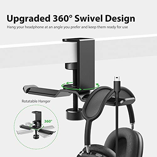 Dual Headphone Stand Hanger Under Desk, 360 Degree - Image 3