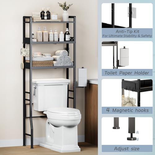Over the Toilet Storage Shelf 3-Tier Adjustable Bathroom - Image 5