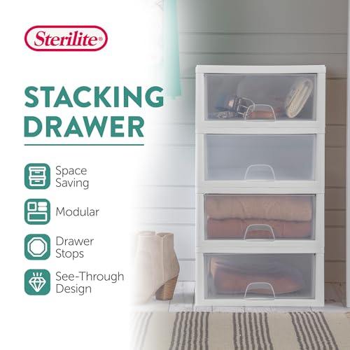 Sterilite Stacking Drawer Storage Organizer for Clothes, 16 Quart - Image 5