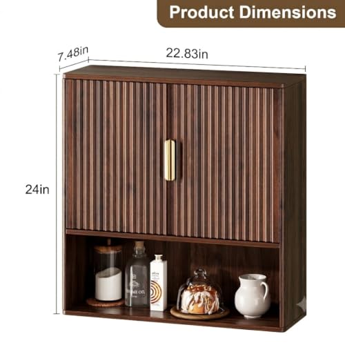 Walnut Bathroom Wall Storage Cabinet, Over the Toilet - Image 3