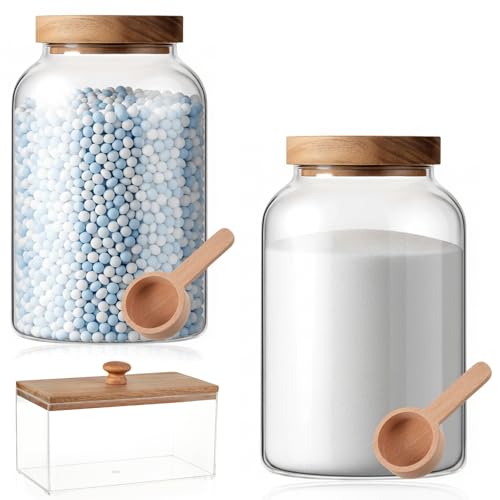 2 Pcs Half Gallon Glass Laundry Storage Containers Jars - Image 2