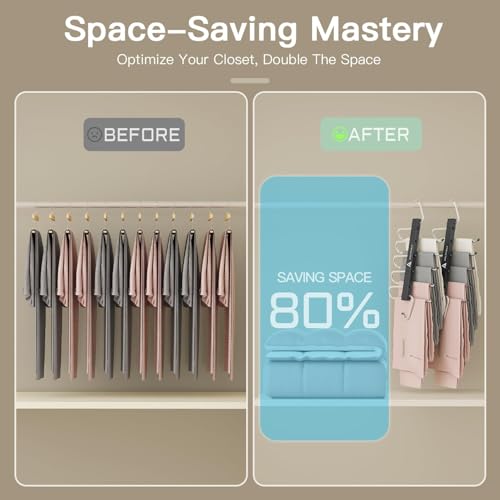 6 Pack Pants Hangers Space Saving,Closet Hanger Space Saver,Black - Image 3