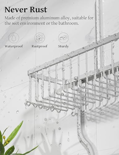 YASONIC Never Rust Shower Caddy Hanging, Aluminum Shower Racks - Image 4