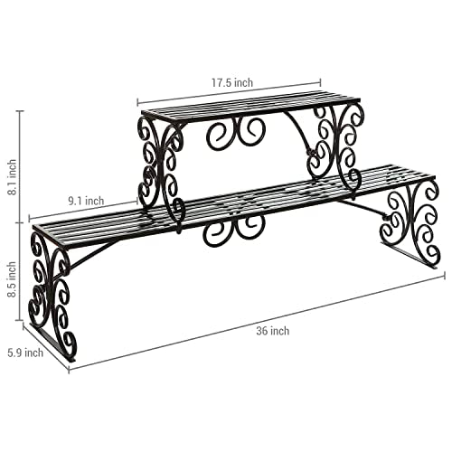 MyGift Black Metal Over Sink Shelf with Scrollwork Design, 2 Tier - Image 4