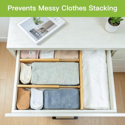 Utoplike Bamboo Dresser Drawer Dividers, Expandable Organizer - Image 3