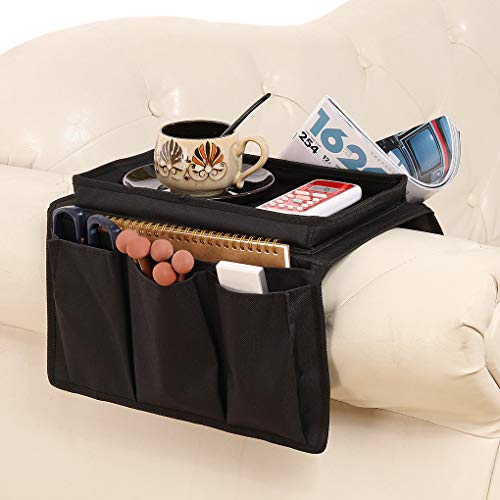 Sofa Armrest Organizer with Cup Holder Tray Couch Arm Chair Caddy - Image 2