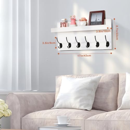 HRONRAD Coat Rack Wall Mount, 17" Farmhouse Wall Shelf - Image 3
