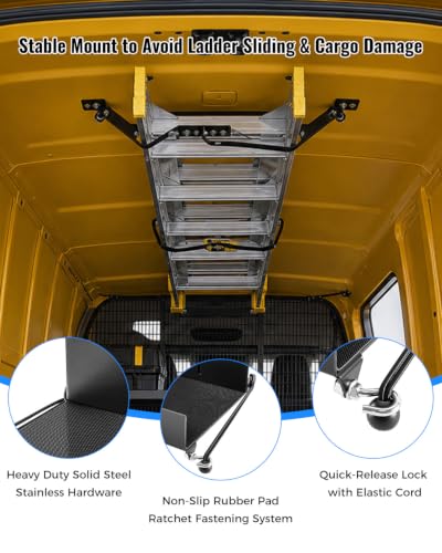 Adjustable Van Interior Ladder Rack, Heavy Duty Ladder - Image 5