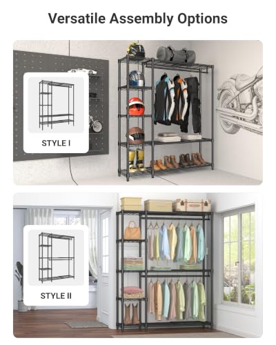 Expandable Clothes Rack with Shelves for Heavy Duty Closet - Image 5