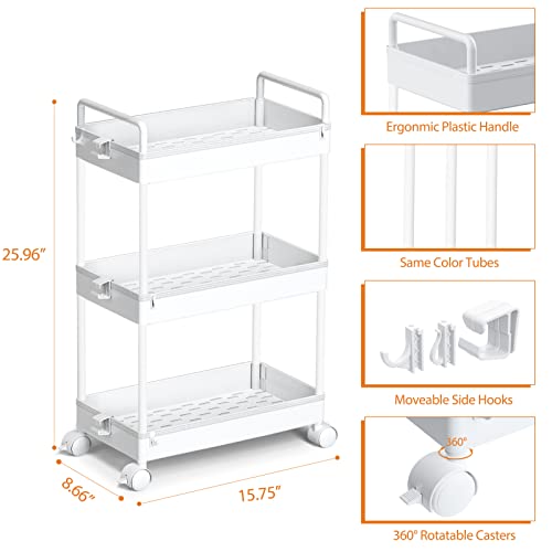 Ronlap 3 Tier Slim Rolling Storage Cart with Wheels Utility - Image 3